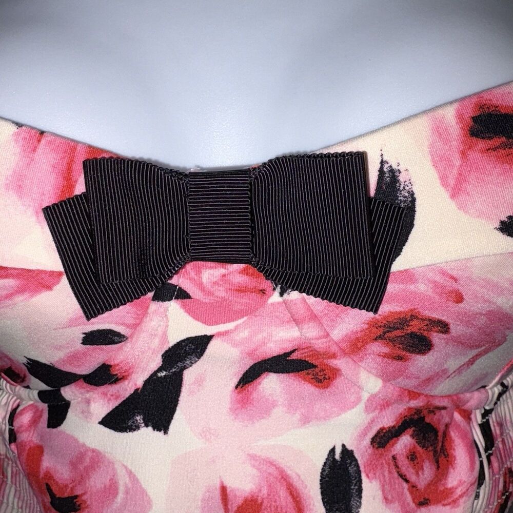 Kate Spade Pink Floral One Piece Swimsuit Bay of Roses Size XS Smocked Stretch - Picture 4 of 16